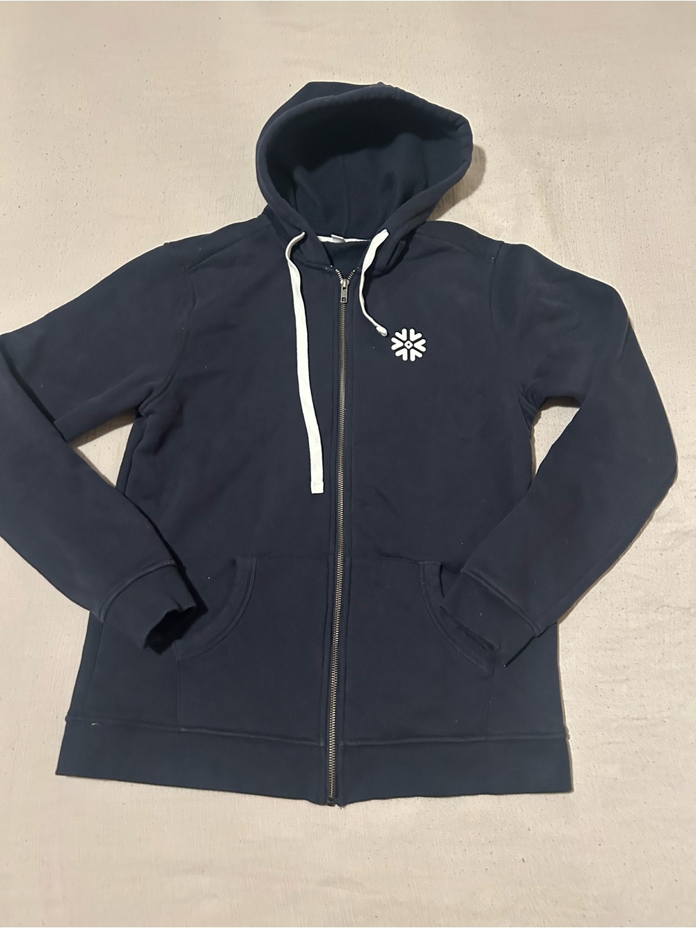Men's Navy Zip-Up Hoodie Jacket with White Logo